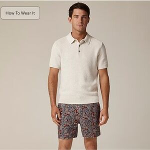 NWT J Crew Men’s Cream Textured Polo 💯% Cotton sz XL